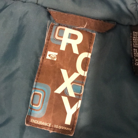 Roxy Jacket Womens XS Blue Brown Full Zip Hooded Coat Ski Snowboard Mod Hipster - Picture 3 of 10